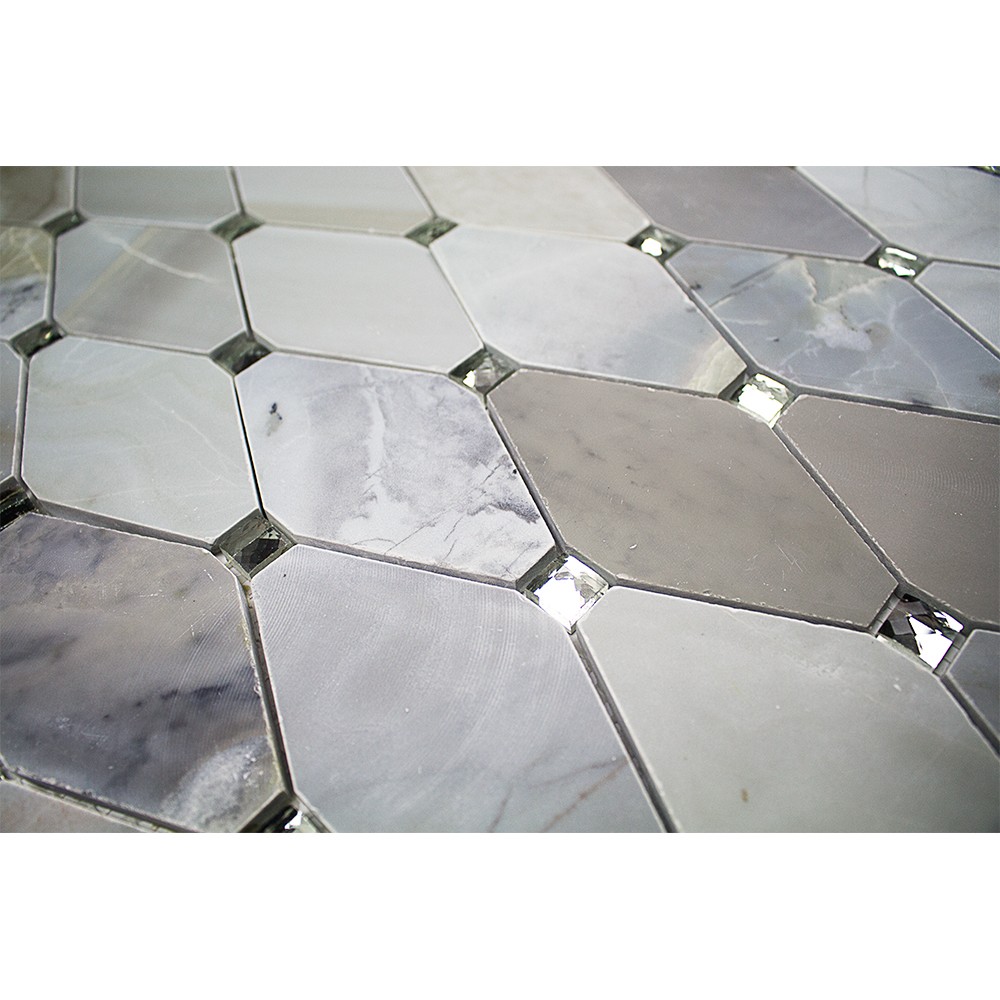 Reflection Moonstone Marble and Mirrored Glass Tile
