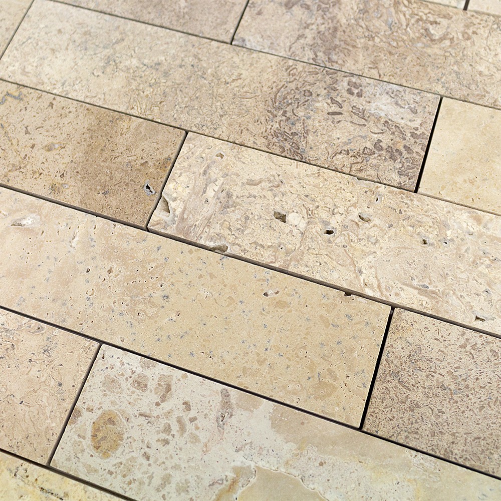 Shop 9 pcs/sq. ft. Travertine 2x8 Brushed Stone Tile at