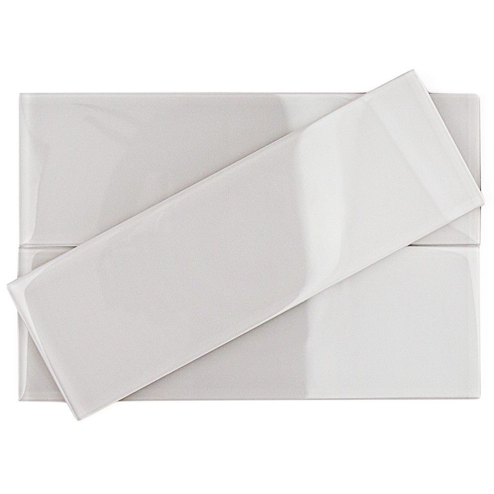 Loft Super White Polished 4 x 12 Glass Tile