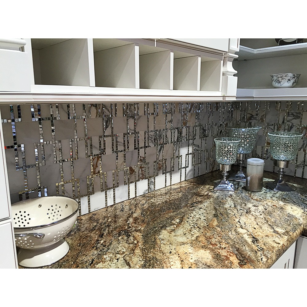 Kelli Ellis Kasos Marble and Mirror Marble and Glass Tile