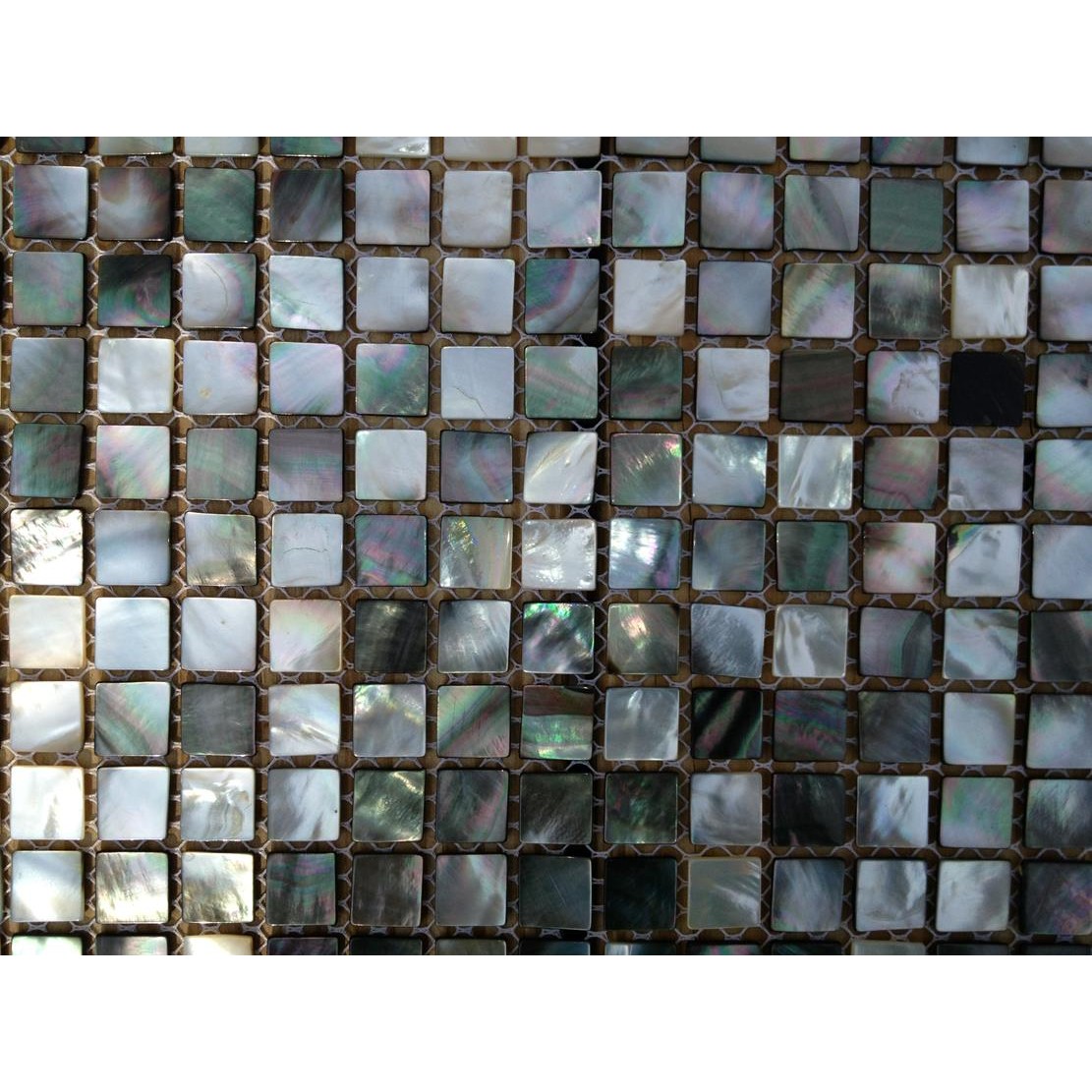 Shop 12 x 12 Deep Sea Black Pearls Squares Polished Pearl Shell Glass