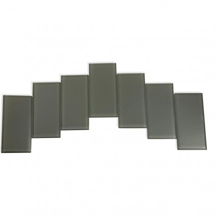 Sample - Loft Ash Gray Polished 3x6 Glass Tiles 1 Piece Sample