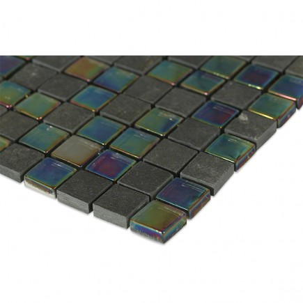 Geological Squares Black Slate + Rainbow_corner_closeup