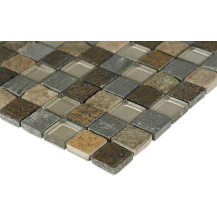 Etched Silver Birch Glass and Marble Tile_corner_closeup