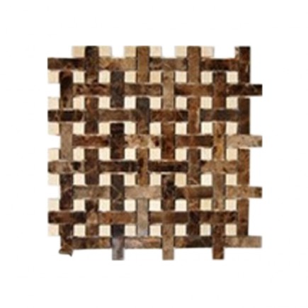 sample-BASKET WEAVE DARK EMPERIDOR 1/2X2 WITH CREMA MARFRIL DOT 1/2X1/2 1/4 SHEET SAMPLE_MAIN