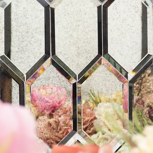Shop For Beveled Paris Gray Hexagon Polished Glass Tile At