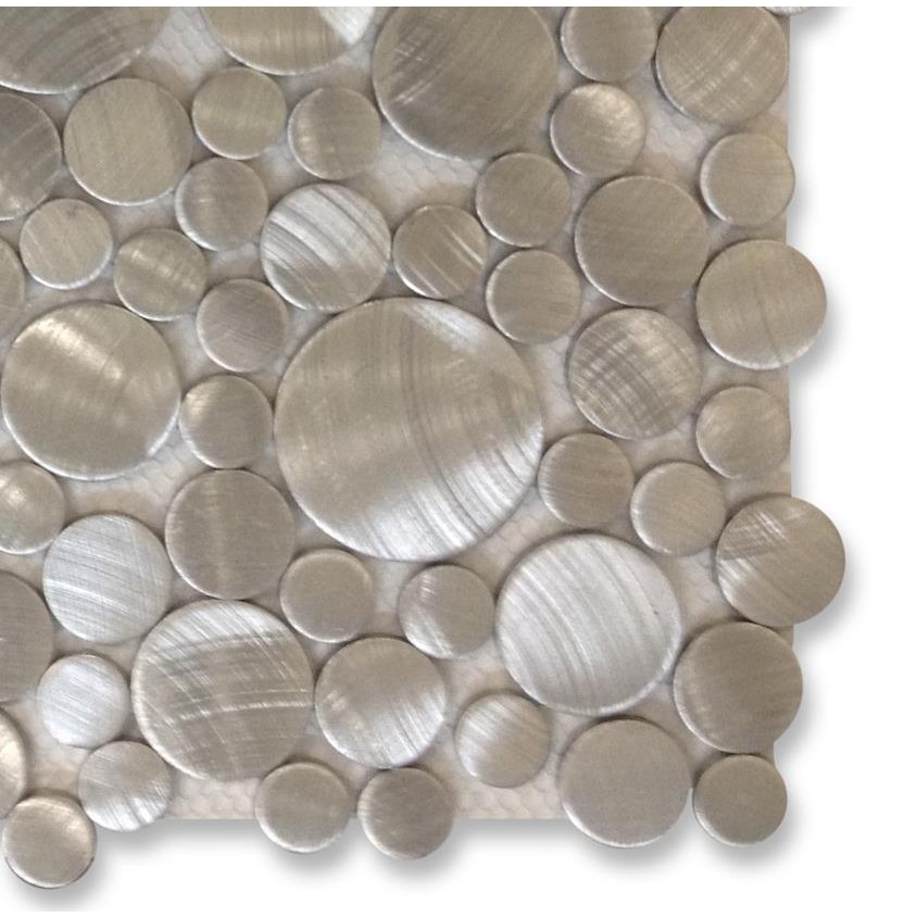 Shop For Industrial Silver Circles Aluminum Tile at TileBar.com