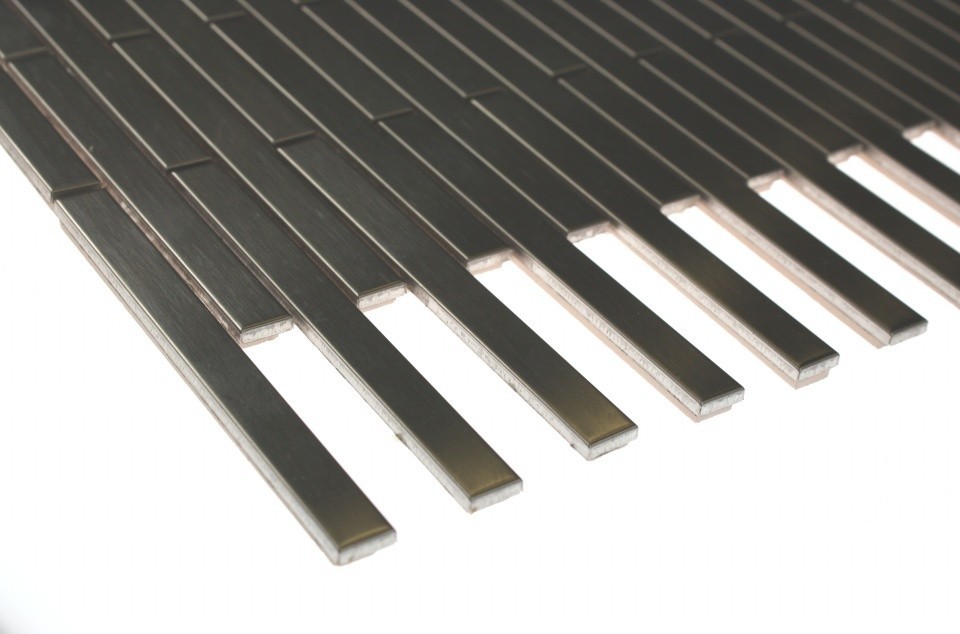 Shop 12x12 Metal Stick Brick Tiles in Matte Silver Stainless Steel ...