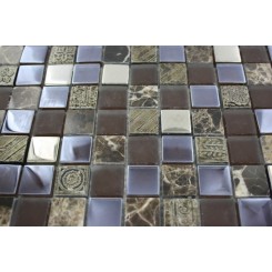 Fusion Shagbark 1x1 Marble & Glass Tiles