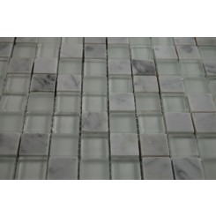 sample-BREEZE CARRERA ICE PATTERN 3/4 X 3/4" SQUARES 1/4 SHEET GLASS TILES SAMPLE"_MAIN