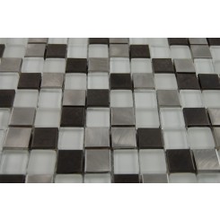 sample-BREEZE STEEL ICE PATTERN 3/4 X 3/4" SQUARES 1/4 SHEET GLASS TILES SAMPLE"_MAIN