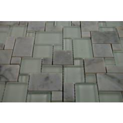 sample-BREEZE CARERRA ICE VENETIAN PATTERN 1/4 SHEET GLASS TILES SAMPLE_MAIN