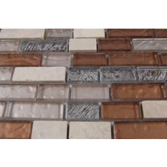 sample- BRICK PATTERN LEATHER BOOT BROWN BLEND 1/2 X 2"  TILE 1/4 SHEET SAMPLE BRICK"_MAIN
