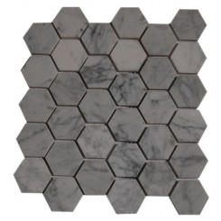 HEXAGON WHITE CARRERA MARBLE MOSAICS_MAIN
