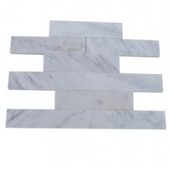 Brushed Stone White Carrera 2x8 Marble Tile