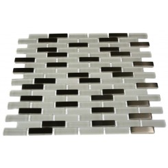 LOFT ICE CAVE 1/2X2 BRICK PATTERN MARBLE & GLASS TILE_MAIN
