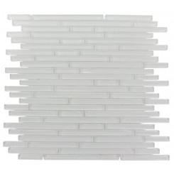 sample-TORPEDO PATTERN 1/4 X RANDOM SUPER WHITE GLASS MOSAIC TILES 1/4 SHEET SAMPLE_MAIN