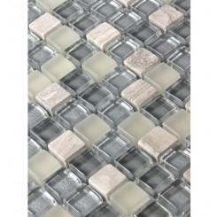 sample- SILVER FOG BLEND SQUARES 1/2 X 1/2" GLASS TILES 1/4 SHEET SAMPLE SQUARES"_MAIN
