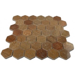 WOOD ONYX 2 HEXAGON POLISHED MARBLE MOSAICS"_MAIN