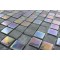 sample- GEOLOGICAL SQUARES BLACK SLATE  & RAINBOW BLACK GLASS TILES 3/4X3/4 sample