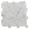 Breeze Carrera  Ice  Piazza Pattern Glass and Marble Mosaic Tile