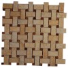 BASKET WEAVE JERUSALEM GOLD WITH WOOD ONYX DOT 1/2 X 1/2 MARBLE MOSAICS