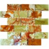 DARK GREEN ONYX 2X4 MARBLE MOSAIC TILES