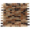 Golden Road Blend Bricks 1/2" X 2" Marble & Glass Mosaic Tile