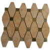 sample-OCTAVE PATTERN JERUSALEM GOLD WITH DARK GREEN ONYX DOT GLASS TILE 1/4 SHEET SAMPLE