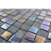 Sample- Geological Squares Black Slate  & Rainbow Black Glass Tiles 3/4x3/4 Sample