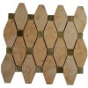OCTAVE PATTERN JERUSALEM GOLD WITH DARK GREEN ONYX DOT 1/2 X 1/2 MARBLE TILE